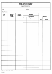 NJDMAVA Form 190-5 Issue/Turn-In Log for Individual Weapons (Njarngr 190-11) - New Jersey