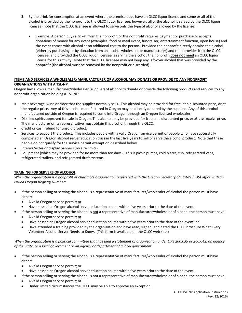 Temporary Sales License  Nonprofit (Tsl-np) Application - Oregon, Page 3