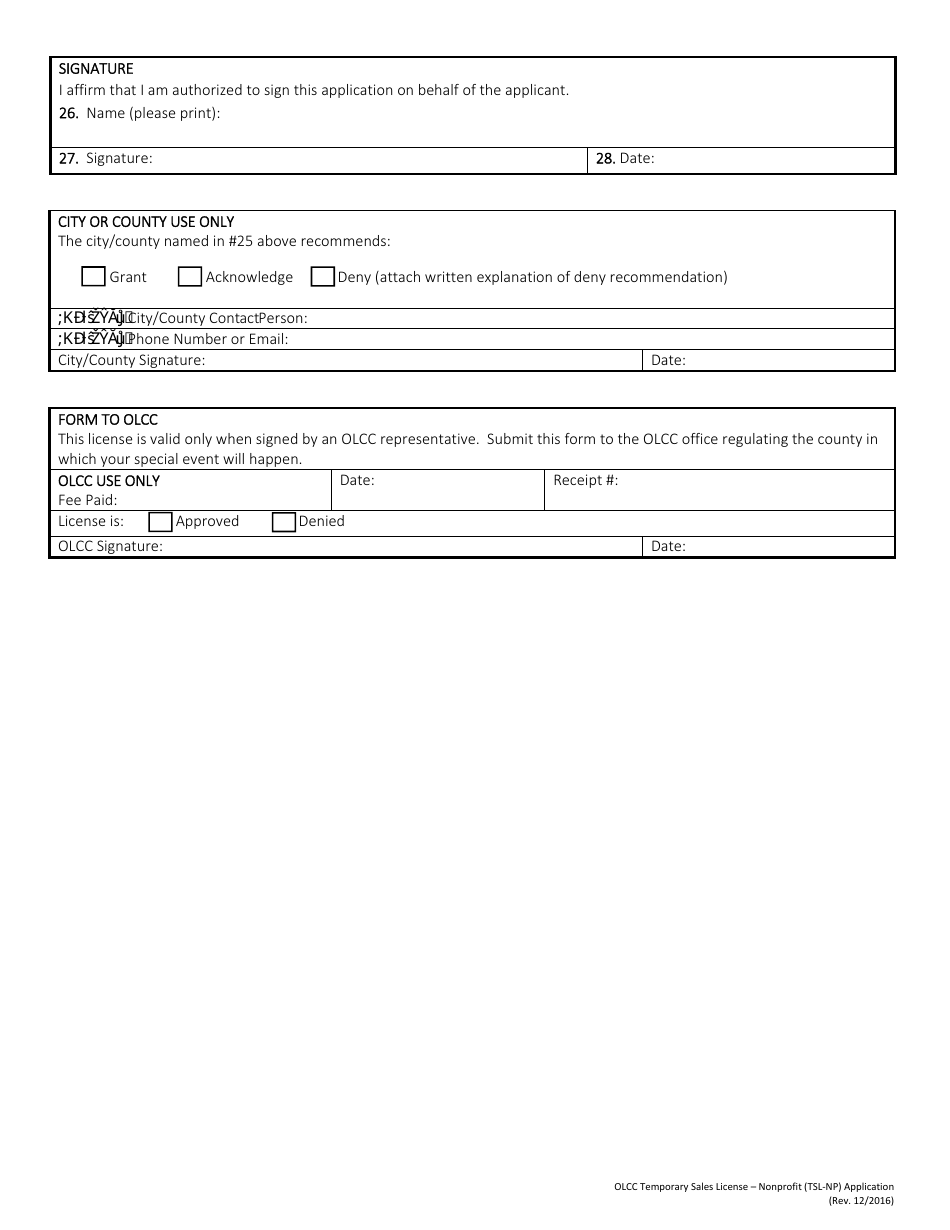 Temporary Sales License  Nonprofit (Tsl-np) Application - Oregon, Page 8