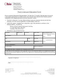 Form COM3689 &quot;Post-licensure Education Form&quot; - Ohio