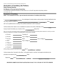 Document preview: Form 2-M Declaration of Candidacy - No Petition - Party Primary - County Central Committee - Ohio