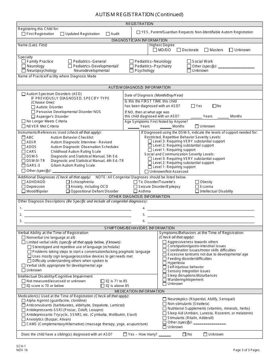 Form SCH-1 Autism Registration - New Jersey, Page 3