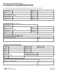 Pre-admission Counseling Referral Form - Ohio