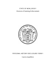 Form 1 &quot;Personal History Disclosure - Casino Qualifiers&quot; - New Jersey