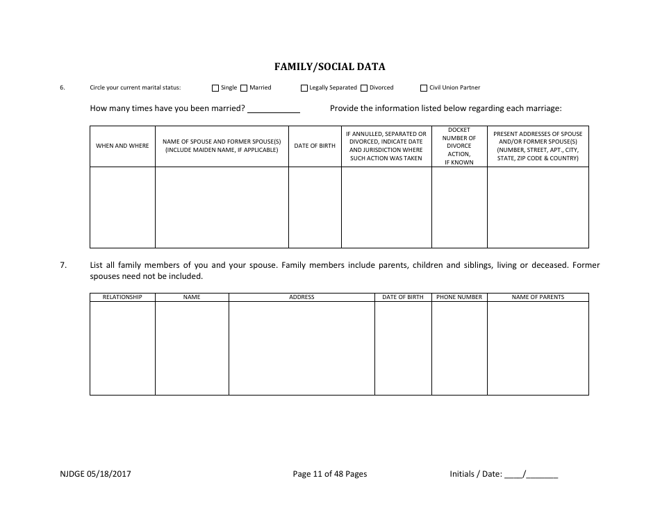 Form 1 Personal History Disclosure - Casino Qualifiers - New Jersey, Page 12