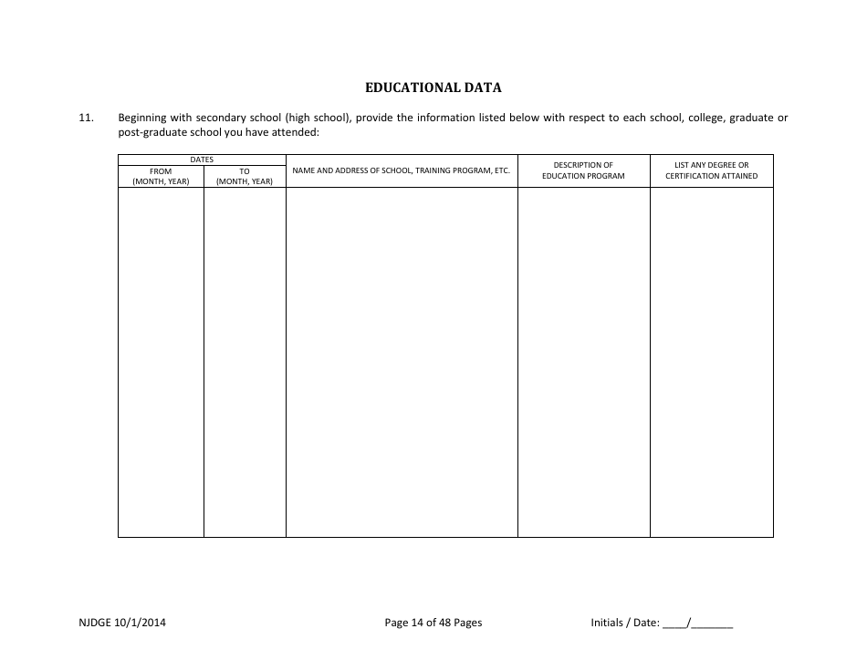 Form 1 Personal History Disclosure - Casino Qualifiers - New Jersey, Page 15