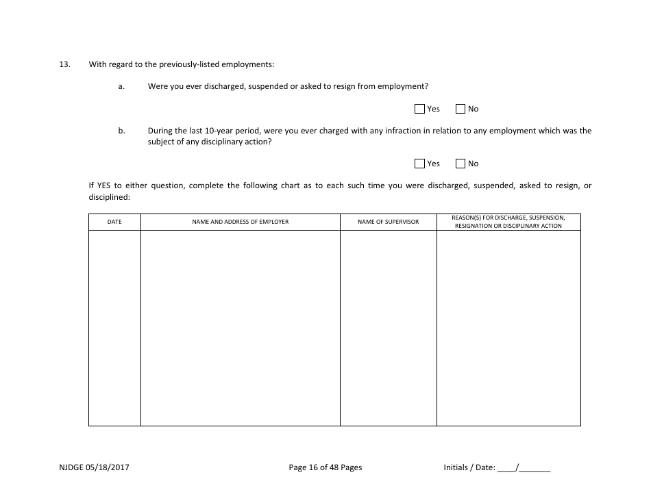 Form 1 Personal History Disclosure - Casino Qualifiers - New Jersey, Page 17