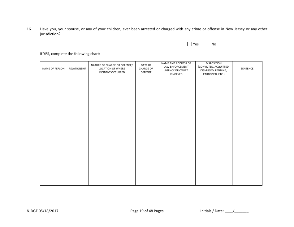 Form 1 Personal History Disclosure - Casino Qualifiers - New Jersey, Page 20