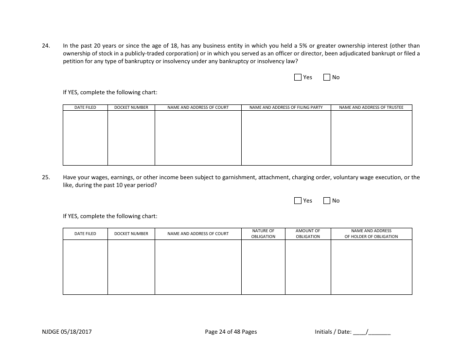 Form 1 Personal History Disclosure - Casino Qualifiers - New Jersey, Page 25
