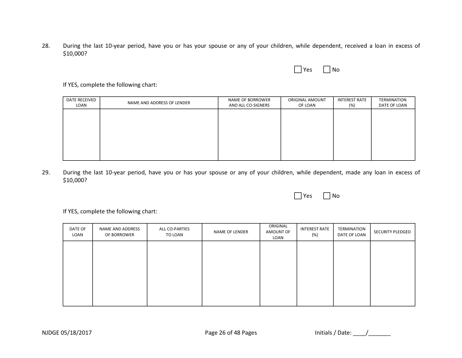 Form 1 Personal History Disclosure - Casino Qualifiers - New Jersey, Page 27