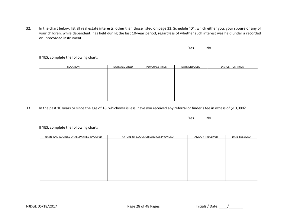 Form 1 Personal History Disclosure - Casino Qualifiers - New Jersey, Page 29