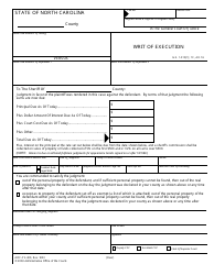 Document preview: Form AOC-CV-400 Writ of Execution - North Carolina