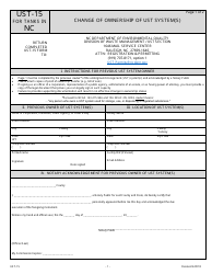 Form UST-15 Change of Ownership of Ust System(S) - North Carolina