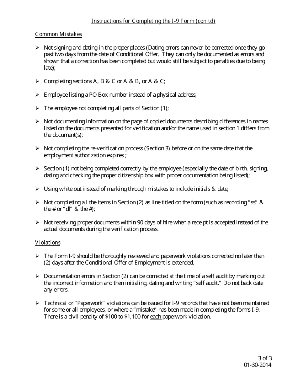 Instructions for USCIS Form I-9 Employment Eligibility Verification - North Carolina, Page 3