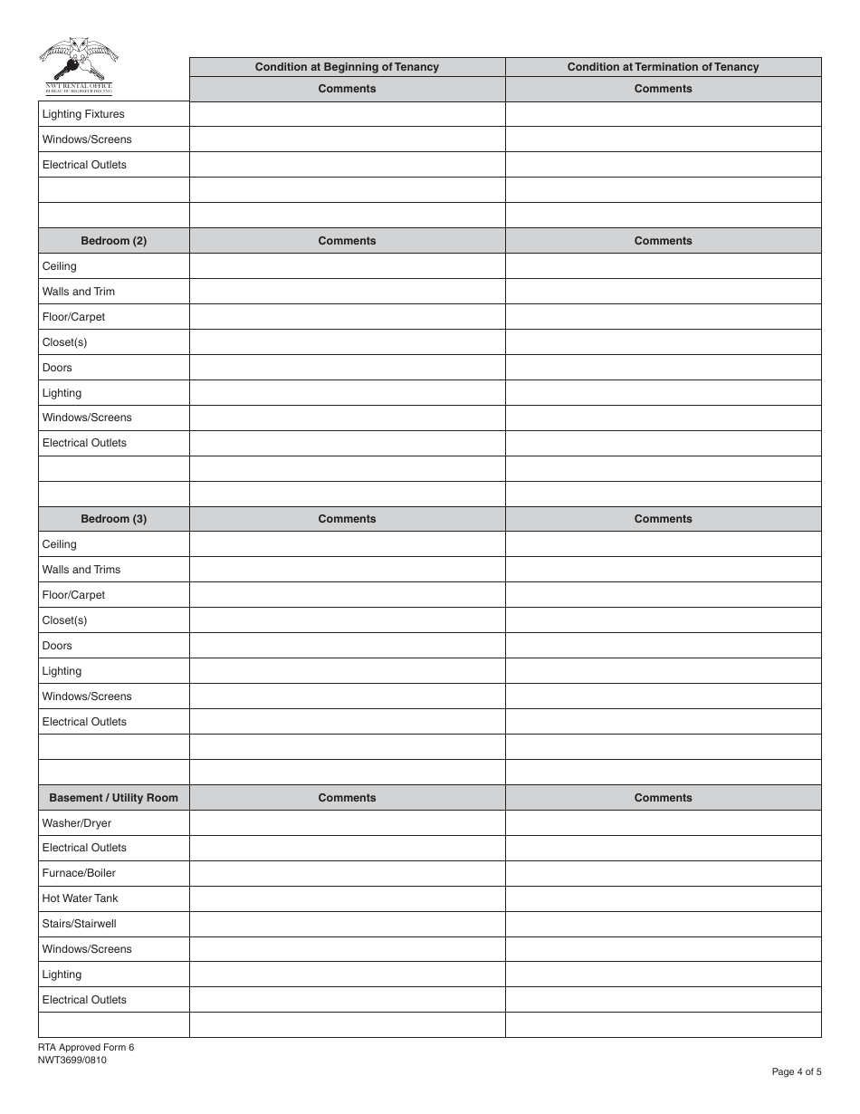 RTA Form 6 Entry and Exit Inspection Report - Northwest Territories, Canada, Page 4