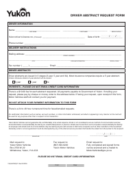 Document preview: Form YG5947 Driver Abstract Request Form - Yukon, Canada