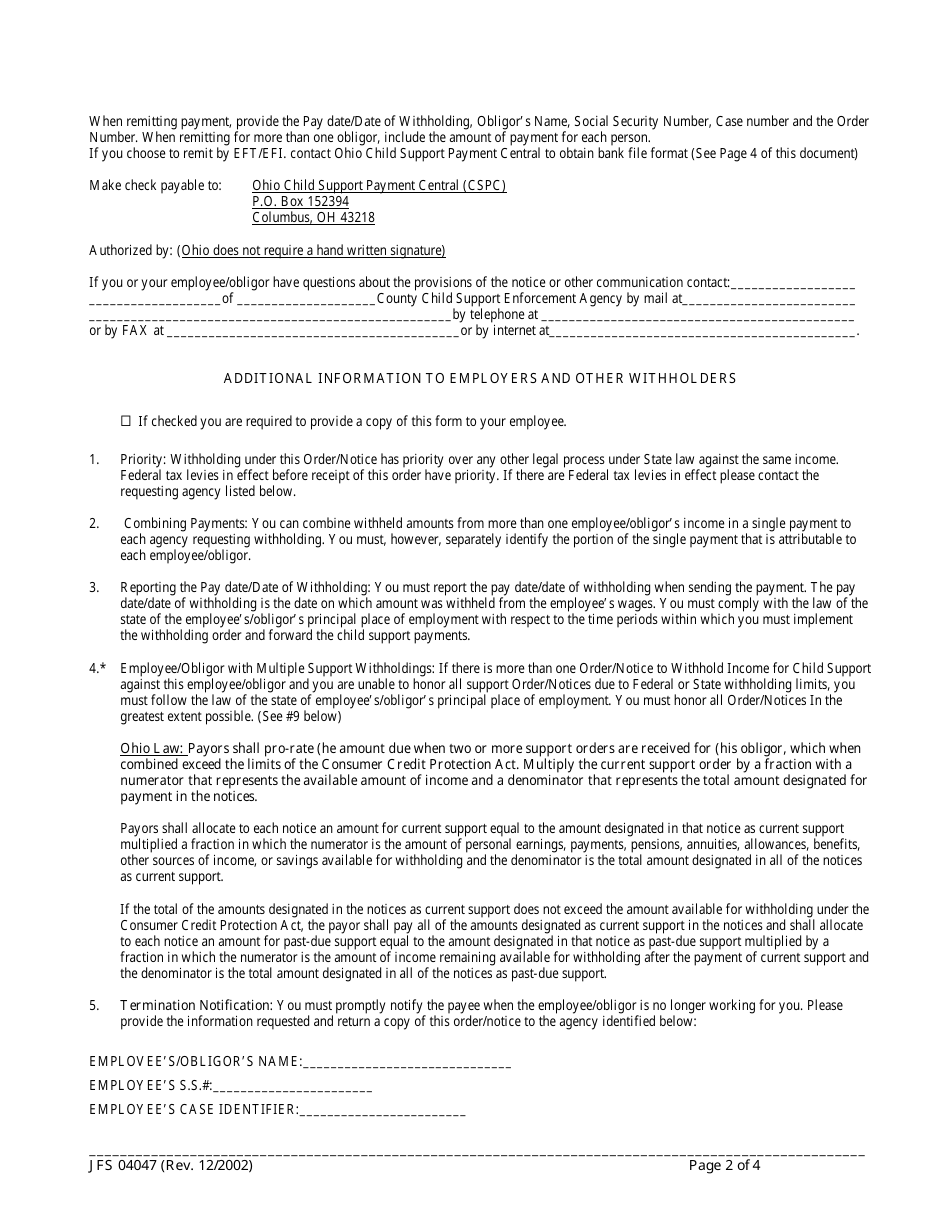 Form JFS04047 - Fill Out, Sign Online and Download Printable PDF, Ohio ...