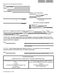 Document preview: Form 11009 Warrant to Satisfy Judgment - New Jersey