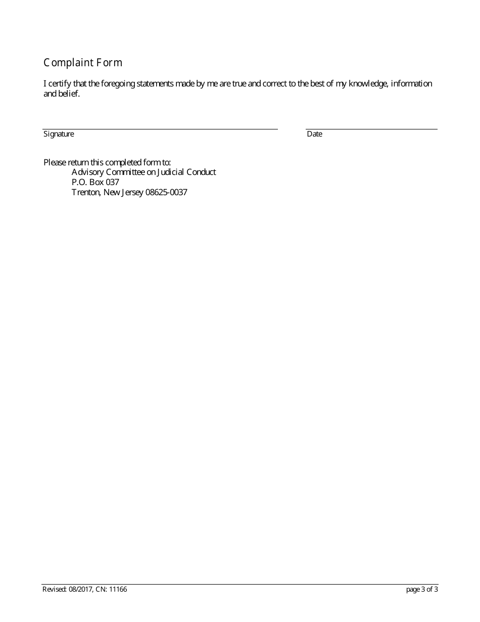 Form 11166 Complaint Form - New Jersey, Page 3