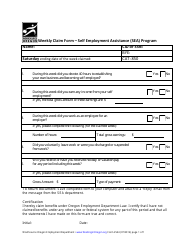 Form 2544 &quot;Weekly Claim Form - Self Employment Assistance (Sea) Program&quot; - Oregon