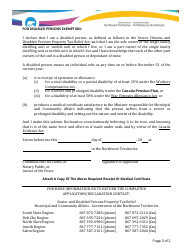 Senior Citizens and Disabled Persons Property Tax Relief Application and Declaration Form - General Taxation Areas - Northwest Territories, Canada, Page 2