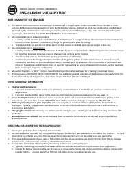 Document preview: Special Event Distillery (Sed) Application Form - Oregon