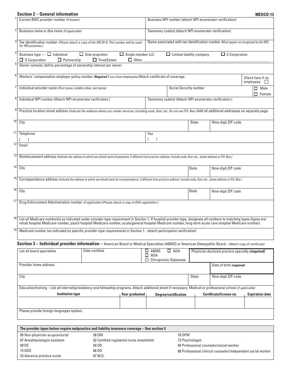 Form MEDCO-13 (BWC-3913) - Fill Out, Sign Online and Download Printable ...