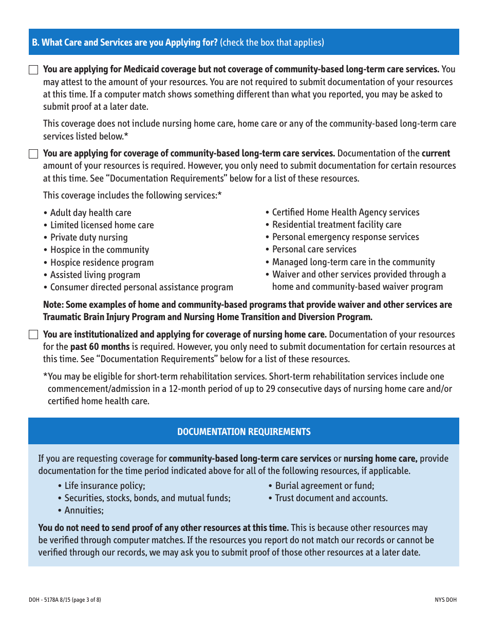 Form DOH-5178A Supplement A Supplement to Access Ny Health Care Application Doh-4220 - New York, Page 3