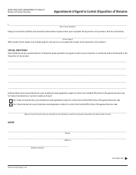 Document preview: Form DOH-5211 Appointment of Agent to Control Disposition of Remains - New York