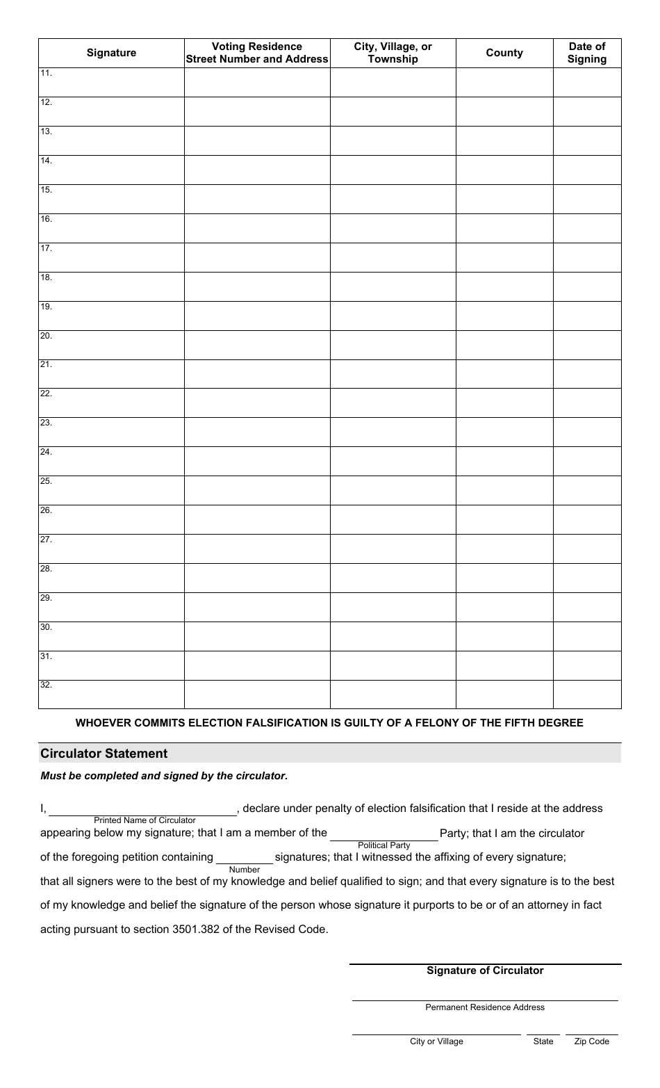 Form 2-GJ Declaration of Candidacy - Party Primary Election for Judge of the Court of Common Pleas - Ohio, Page 2
