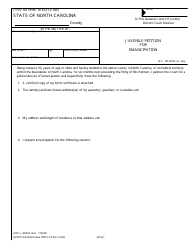 Document preview: Form AOC-J-900M Juvenile Petition for Emancipation - North Carolina