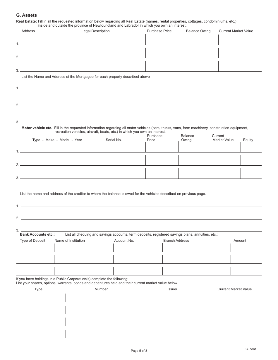 Support Enforcement Program (Sep) Statement of Finances - Newfoundland and Labrador, Canada, Page 5