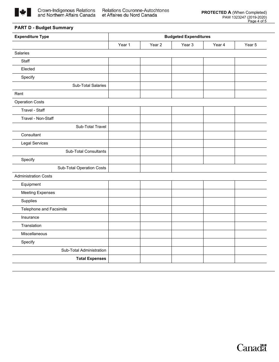 Form PAW1323247 Basic Organizational Capacity Contribution Program Funding Application - Canada, Page 4