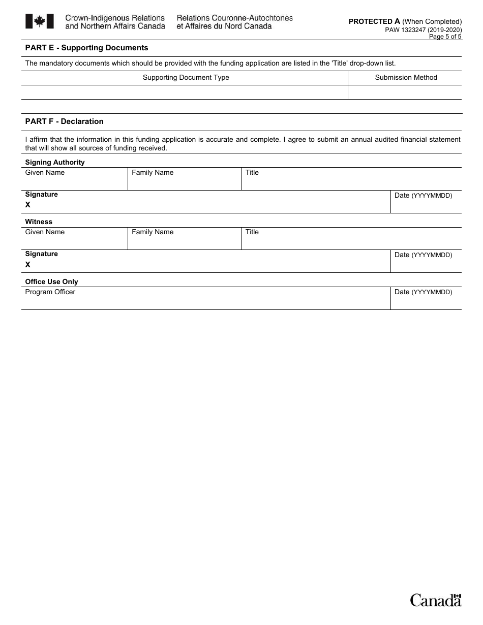 Form PAW1323247 Basic Organizational Capacity Contribution Program Funding Application - Canada, Page 5