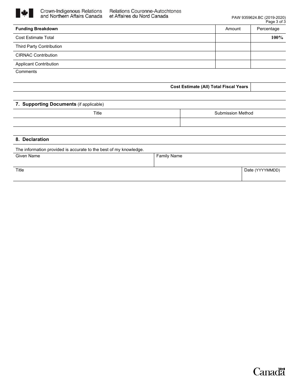 Form PAW9359624.BC Treaty Related Measures Project Proposal - Canada, Page 3