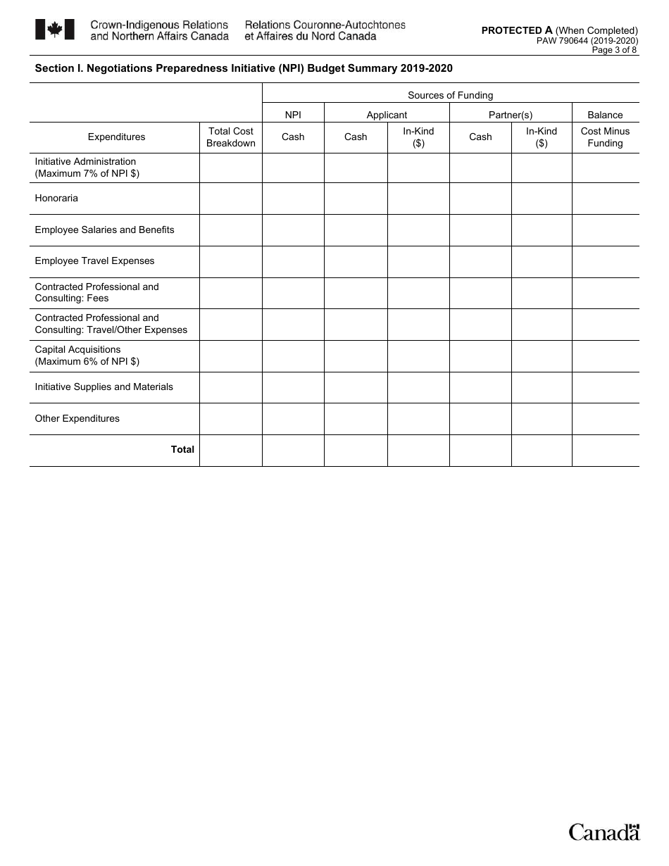 Form PAW790644 Negotiations Preparedness Initiative Proposal Application - Canada, Page 3