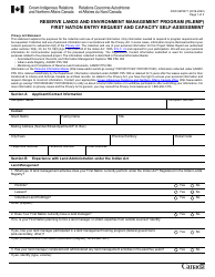 Document preview: Form PAW6978371 Reserve Land and Environment Management Program (Rlemp) - First Nation Entry Request and Capacity Self-assessment - Canada, 2020