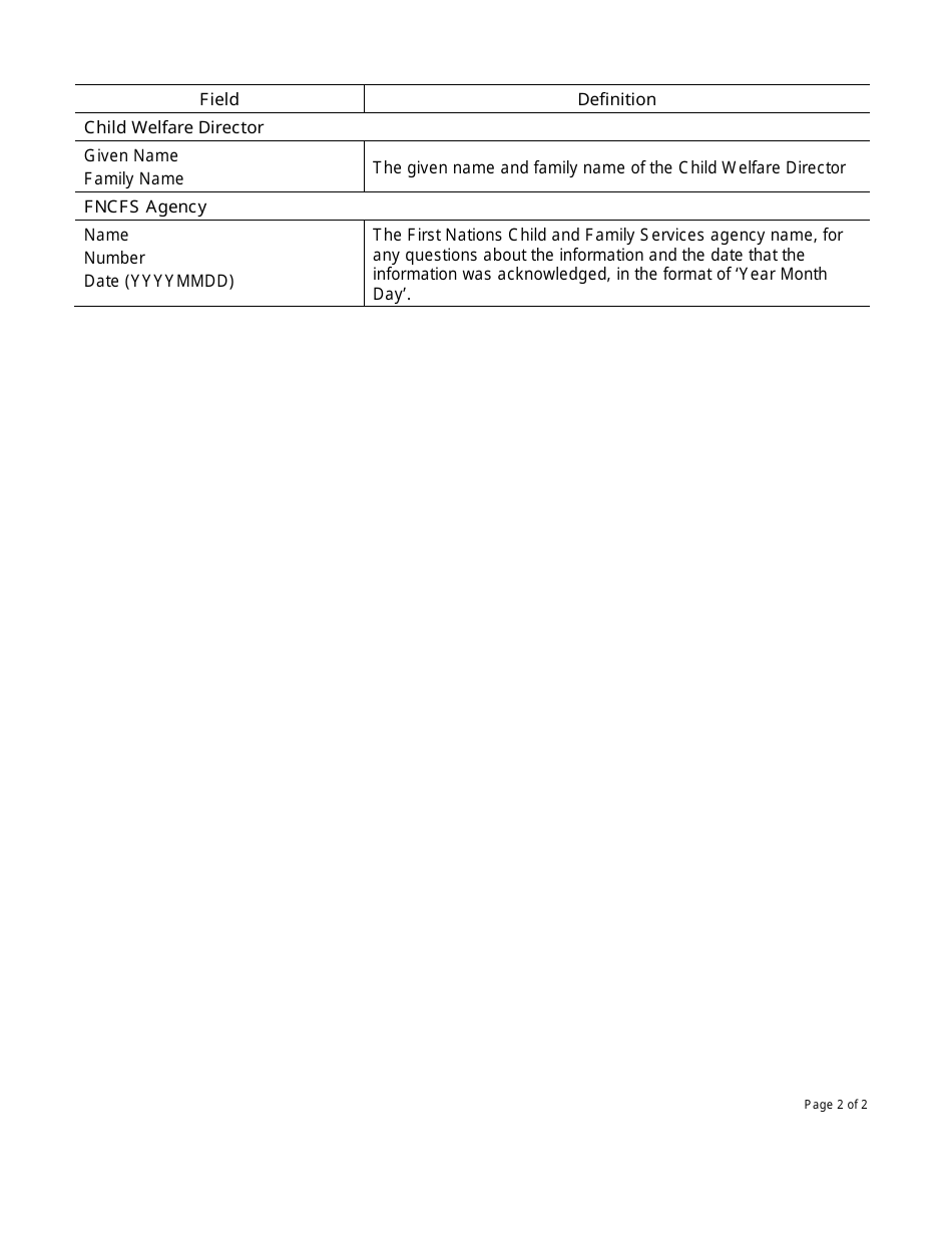 Instructions for Form PAW493738.BC First Nations Child and Family Services Notice of Discharge - Canada, Page 2