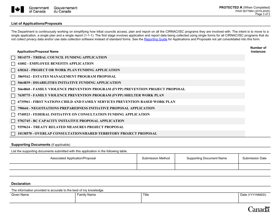 Form PAW5677664 Tribal Council Consolidated Funding Application - Canada, Page 3