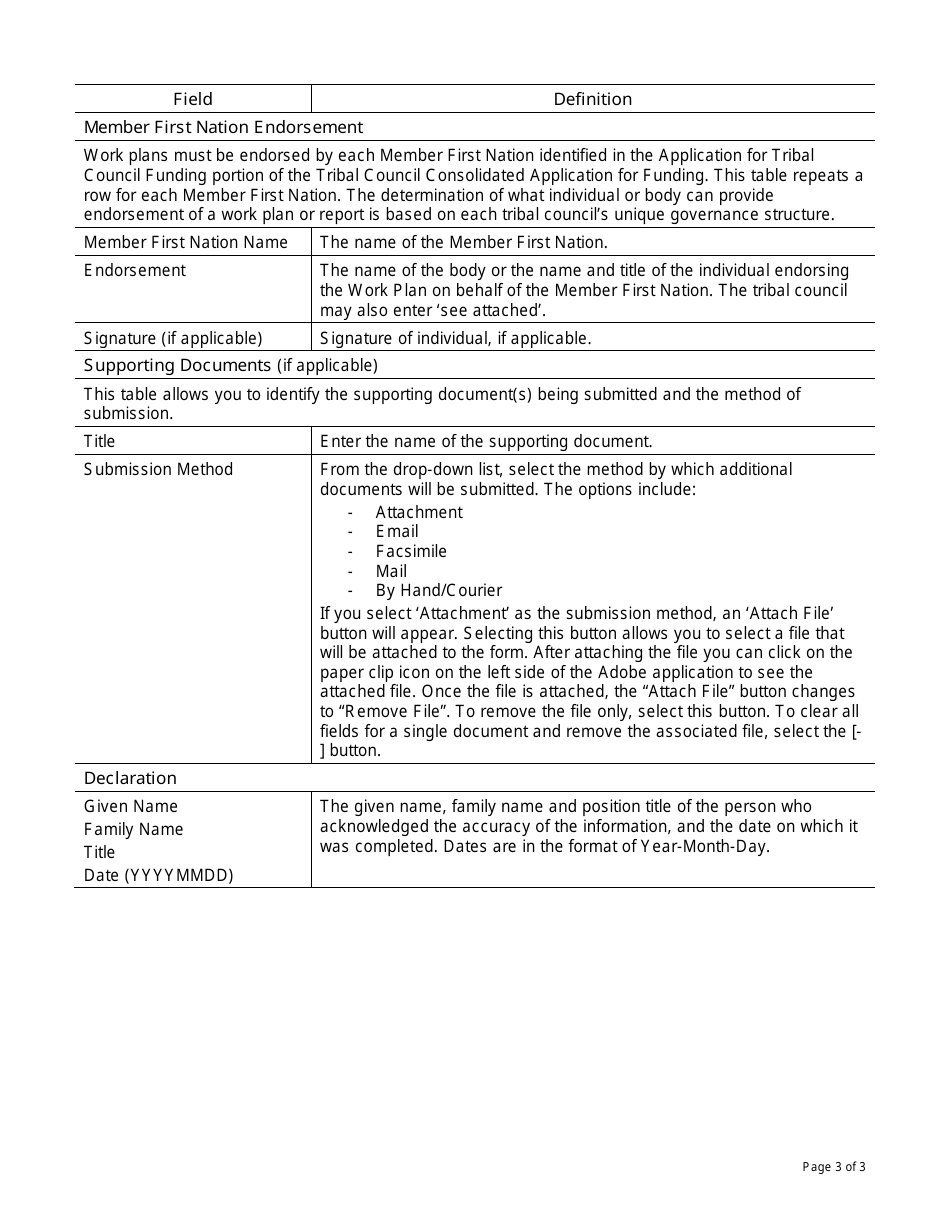 Instructions for Form PAW5677670 Tribal Council Consolidated Work Plan - Canada, Page 3
