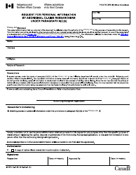 Document preview: Form INTER10-513E Request for Personal Information by Aboriginal Claims Researchers Under Paragraph 8(2)(K) - Canada
