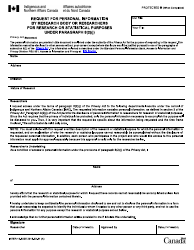 Document preview: Form INTER10-632E Request for Personal Information by Research Body or Researchers for Research or Statistical Purposes Under Paragraph 8(2)(J) - Canada