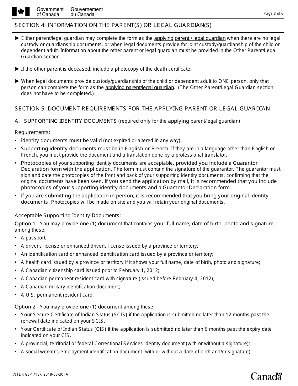 Instructions for Form INTER83-171E Application for Registration on the Indian Register and for the Secure Certificate of Indian Status (Scis) (For Children 15 Years of Age or Younger or Dependent Adults) - Canada, Page 3