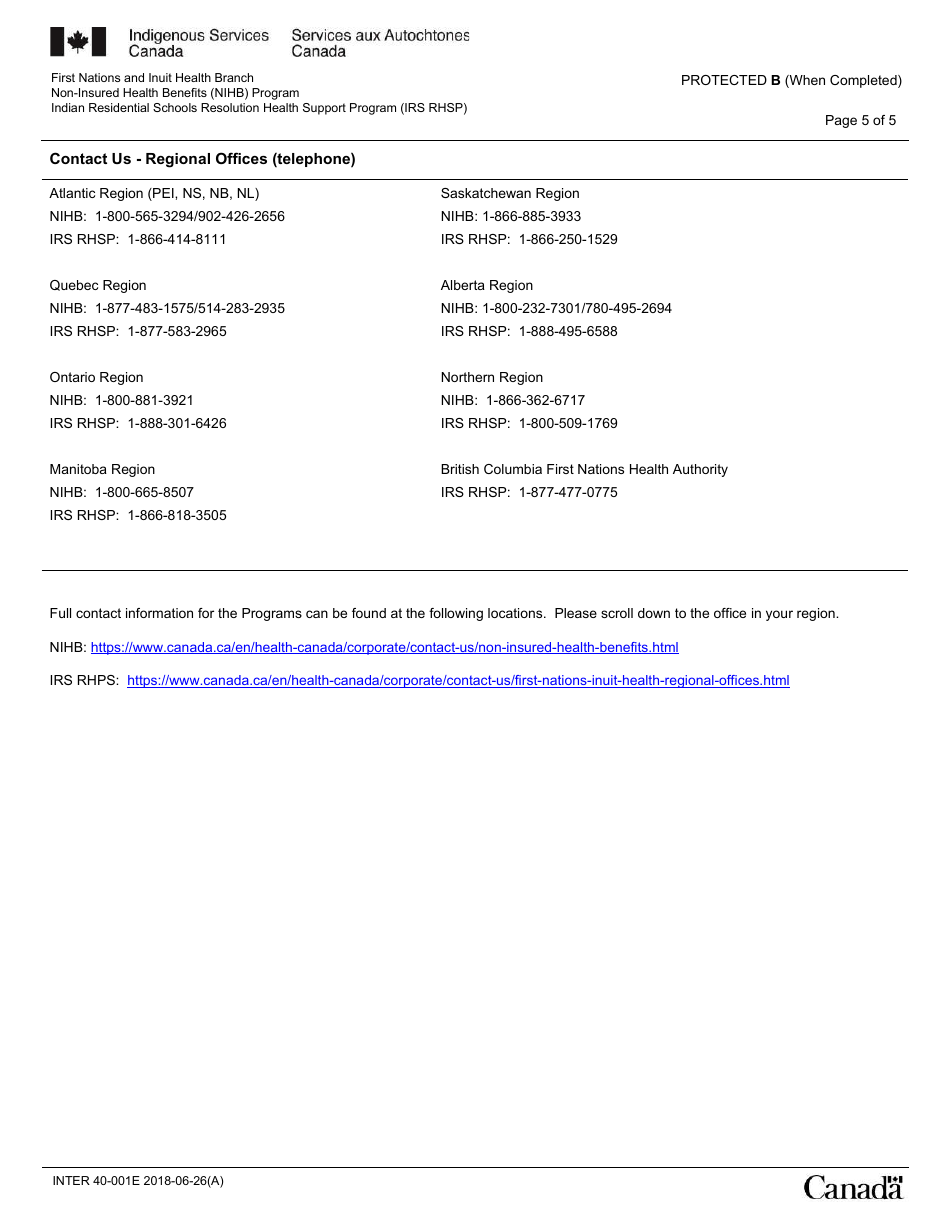Form INTER40-001E Mental Health Counselling Coverage Prior Approval Request - Canada, Page 5