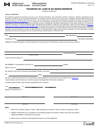 Document preview: Form INTER83-017E Transfer of Land in an Indian Reserve - Canada