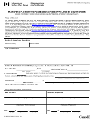 Form INTER83-152E &quot;Transfer of a Right to Possession of Reserve Land by Court Order&quot; - Canada