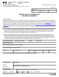 Form INTER40-002E Mental Health Counselling Provider Agreement - Canada