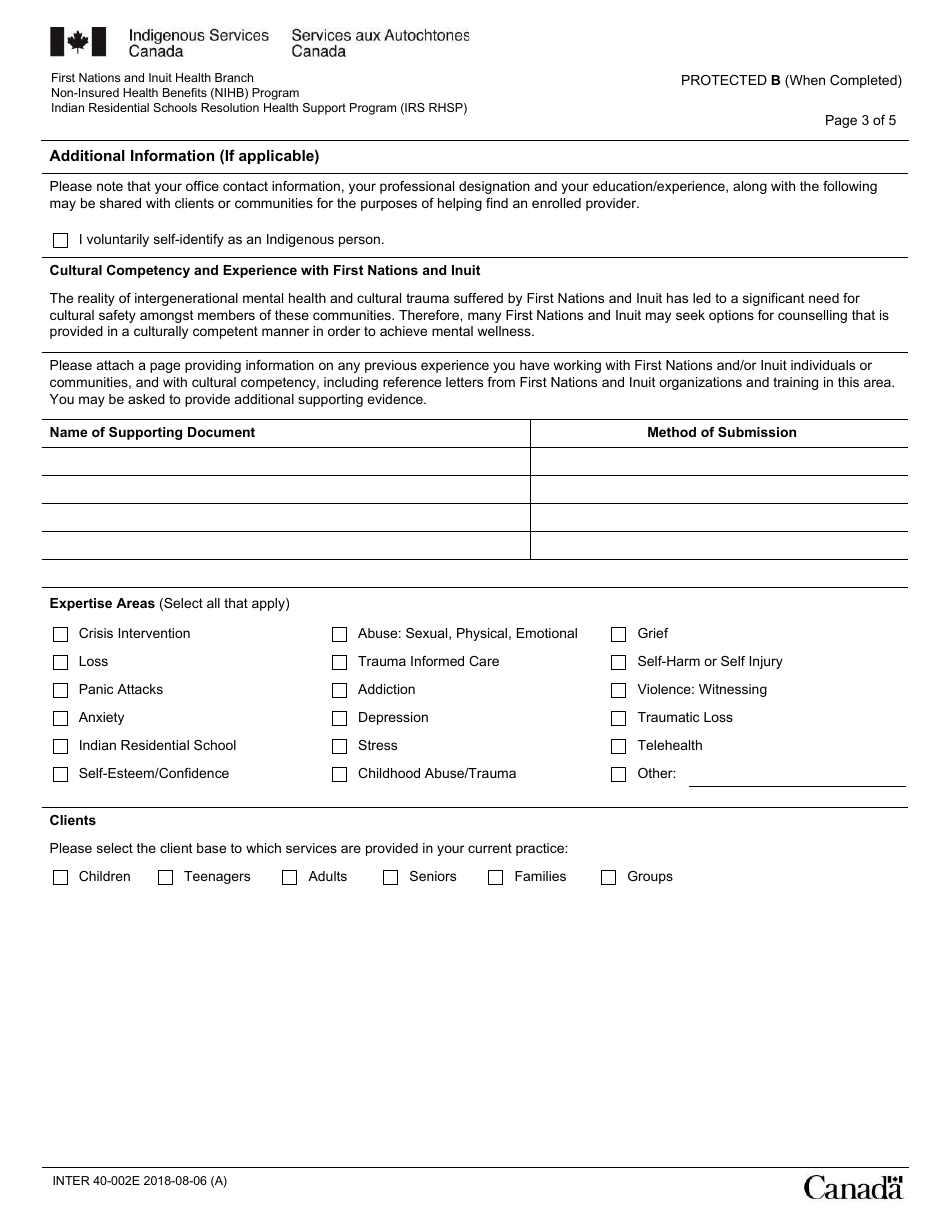 Form INTER40-002E Mental Health Counselling Provider Agreement - Canada, Page 3