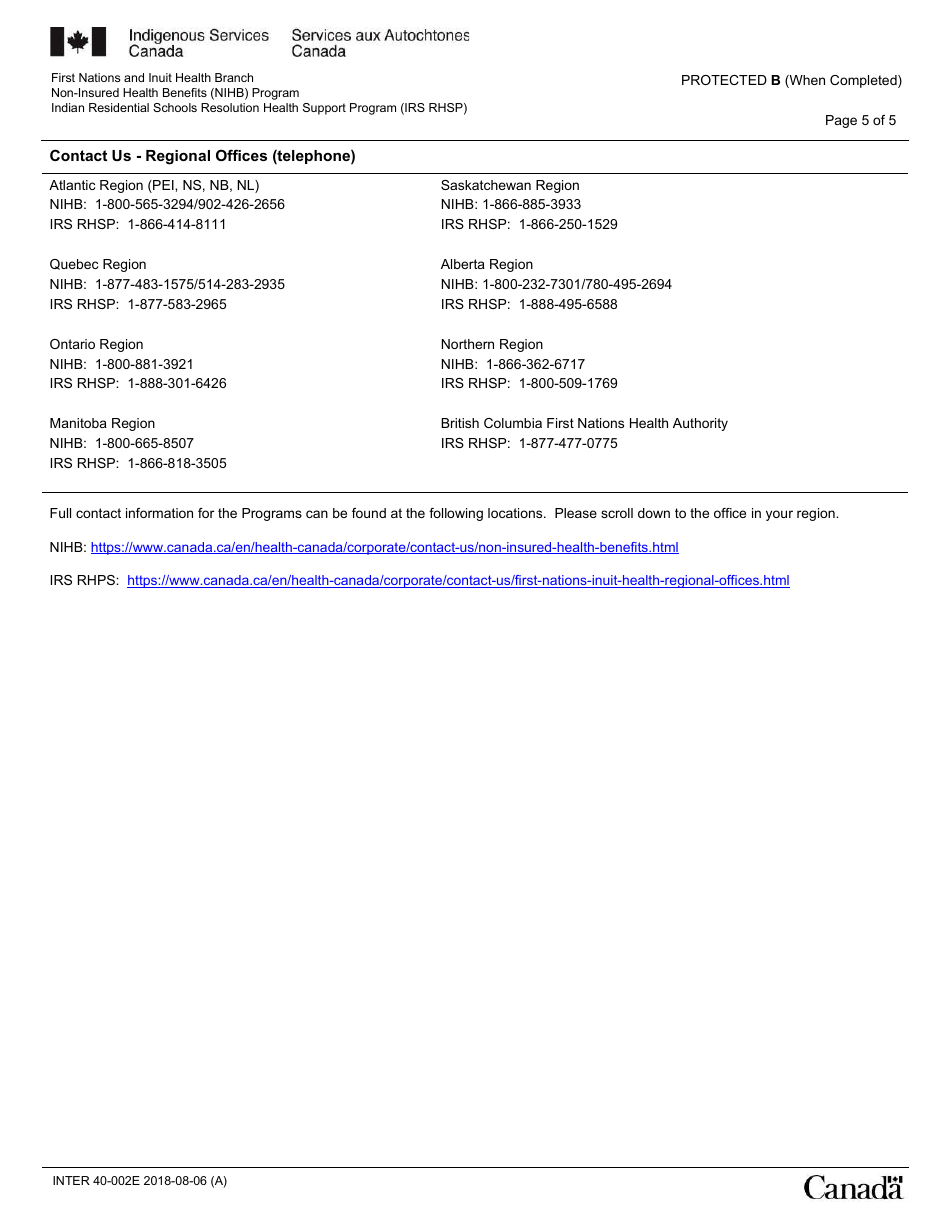 Form INTER40-002E Mental Health Counselling Provider Agreement - Canada, Page 5