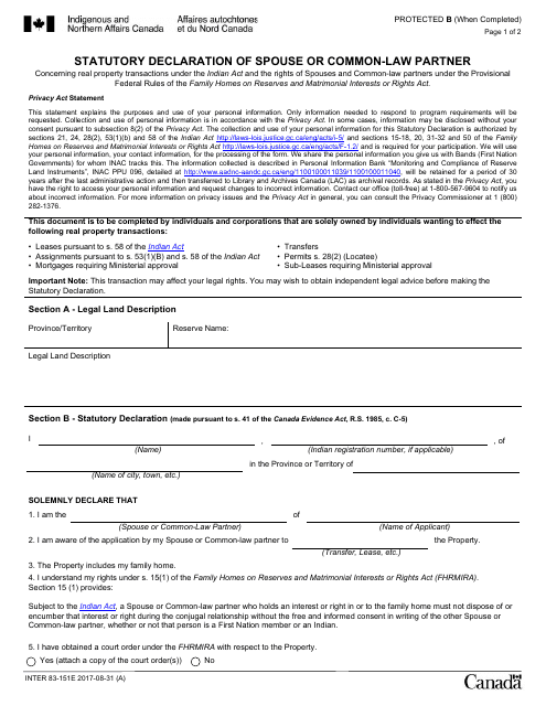 Form INTER83-151E  Printable Pdf